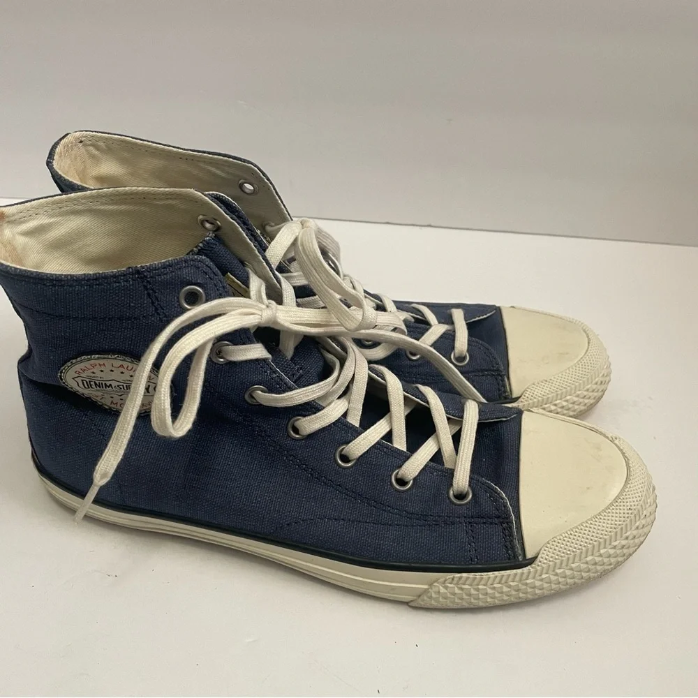Ralph Lauren denim supply high top sneaker Blue Mens Size 7.5